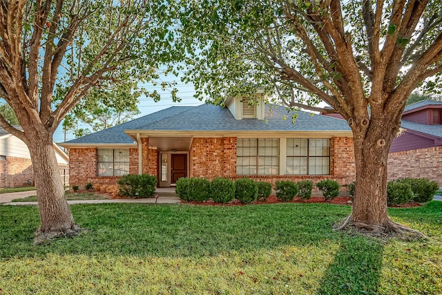 2810 Pineleaf Dr, Sugar Land, TX 77479 - view of front of property featuring a front lawn, brick siding, and a shingled roof