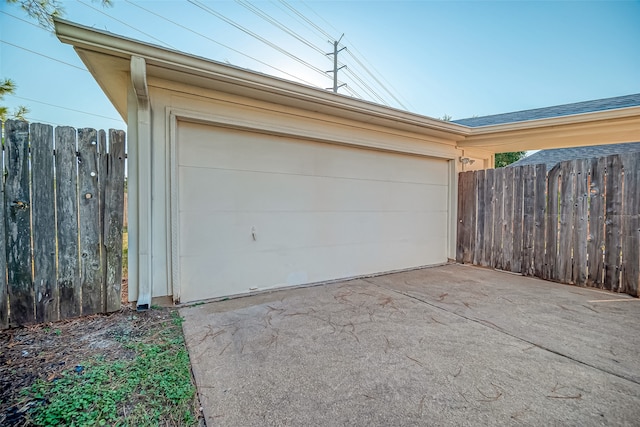 view of garage