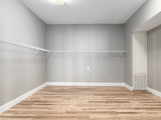 walk in closet featuring light hardwood / wood-style flooring