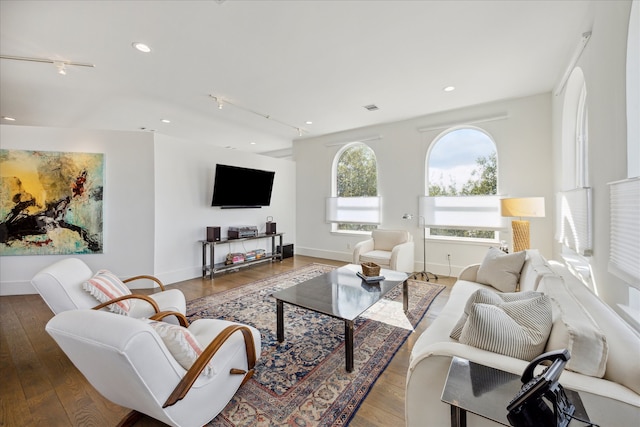 living room featuring hardwood / wood-style flooring