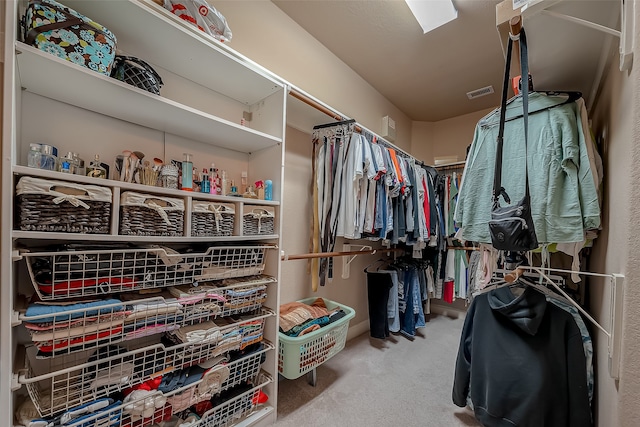 walk in closet with carpet