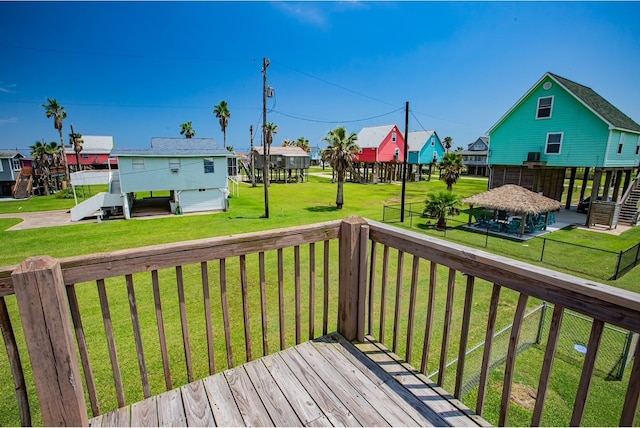 deck featuring a yard