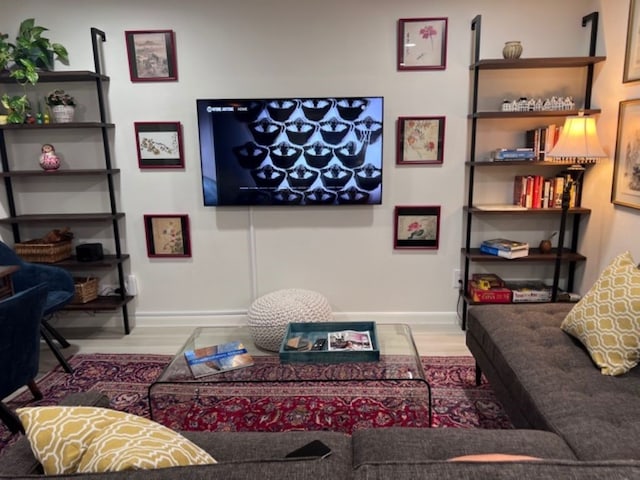 living room featuring wood-type flooring