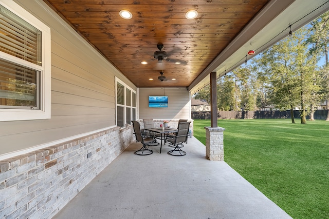 view of patio with ceiling fan