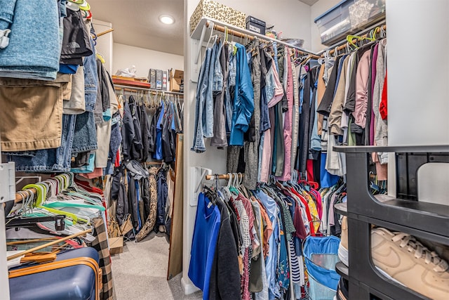 spacious closet with carpet flooring