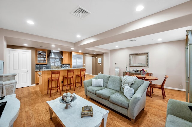 living room with light wood-type flooring