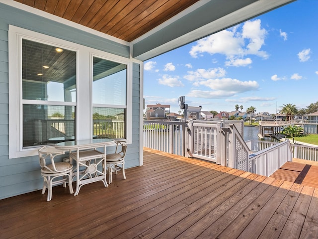 deck with a water view