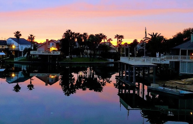 property view of water with a boat dock