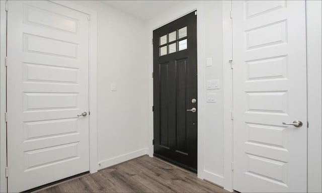 foyer with dark wood-type flooring