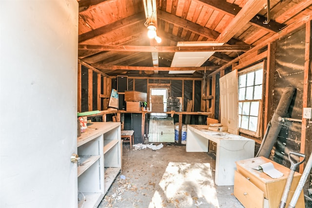 interior space with a healthy amount of sunlight and a workshop area