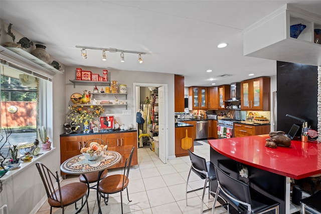 view of tiled dining space