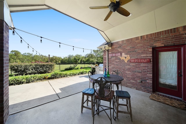 view of patio / terrace with ceiling fan