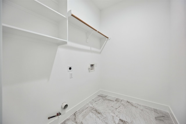 clothes washing area featuring hookup for a washing machine, hookup for a gas dryer, and hookup for an electric dryer