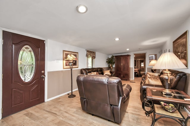 living room with light wood-type flooring