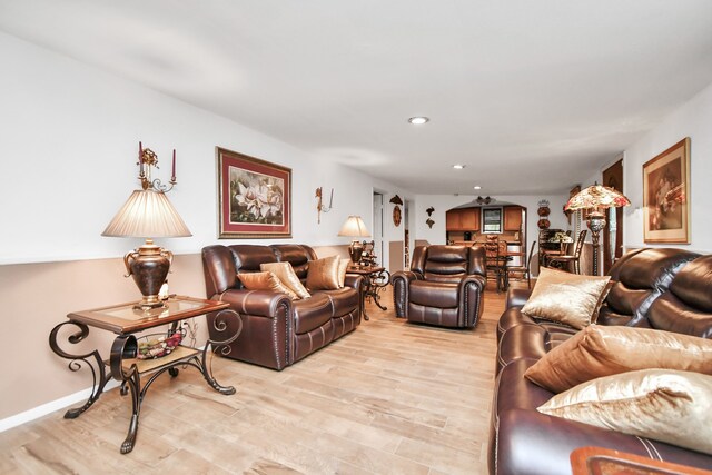 living room featuring light hardwood / wood-style floors