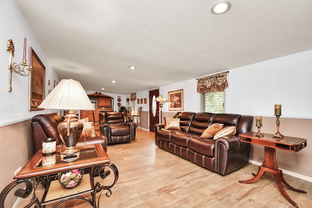 living room featuring light hardwood / wood-style floors