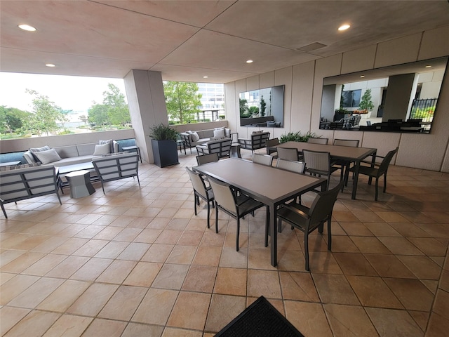 view of tiled dining space