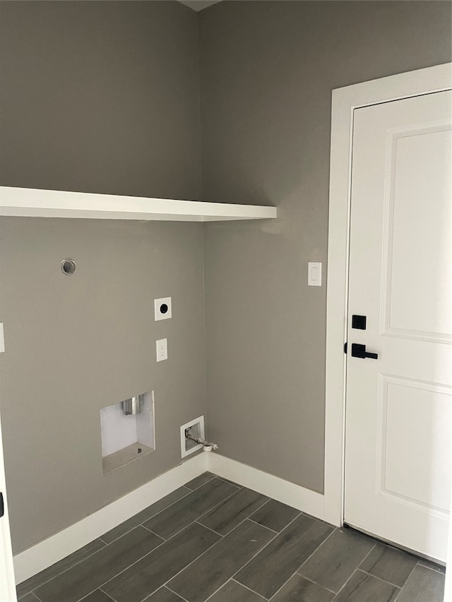 laundry room with gas dryer hookup, washer hookup, dark hardwood / wood-style floors, and hookup for an electric dryer