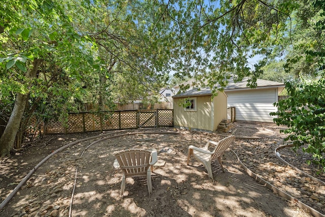 view of patio / terrace featuring an outdoor structure