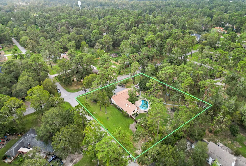 1501 Mistletoe Ln, Kingwood, TX 77339 - aerial view featuring a view of trees