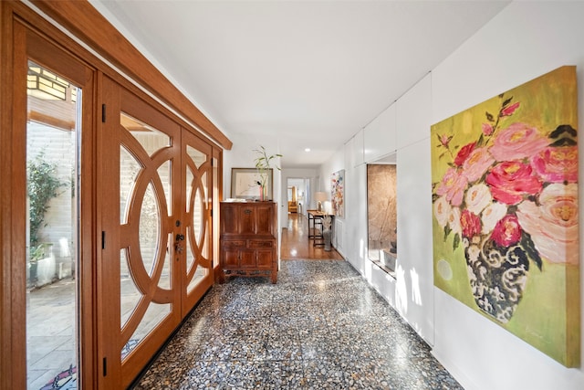 hallway with french doors