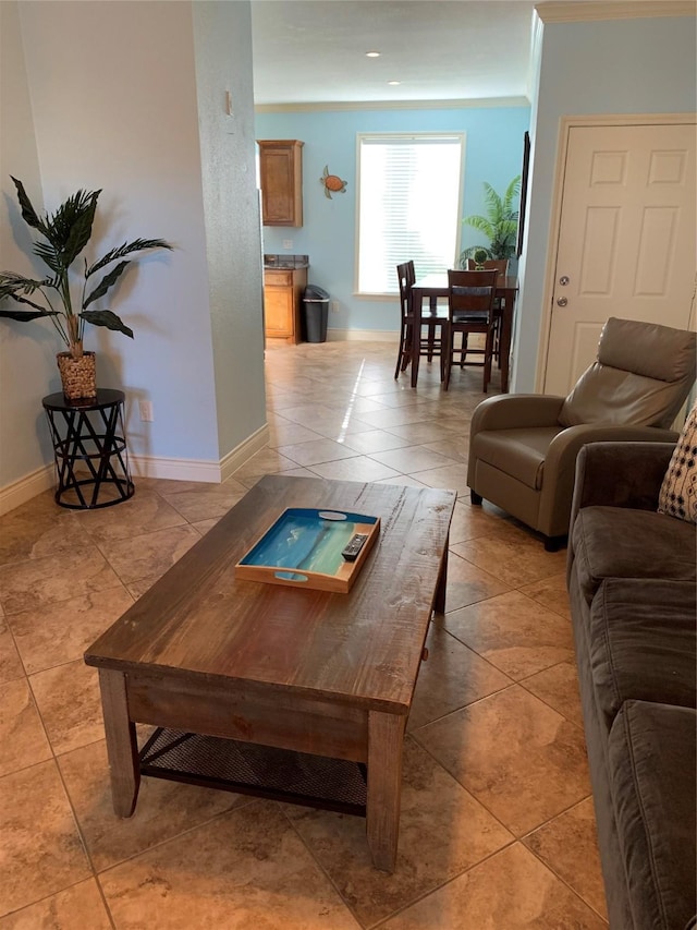 view of tiled living room