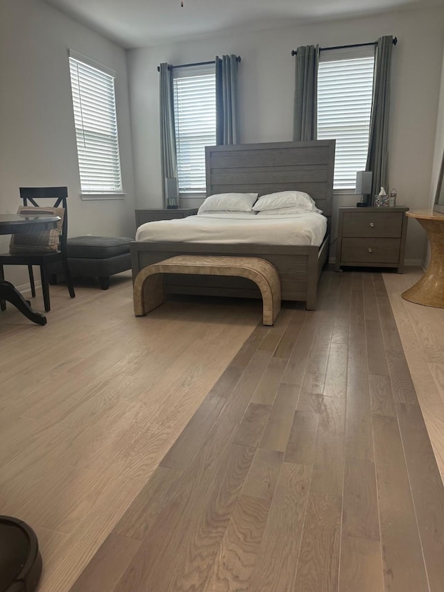 bedroom featuring light wood-type flooring