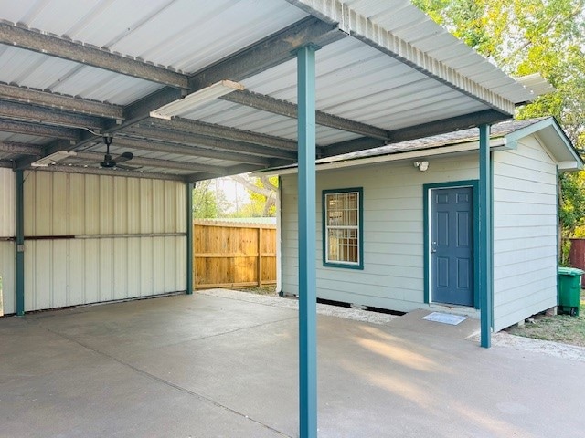 garage with a carport