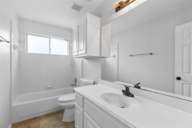 12546 Castlestone Dr, Houston, TX 77065 - bathroom featuring toilet, visible vents, tub / shower combination, and vanity