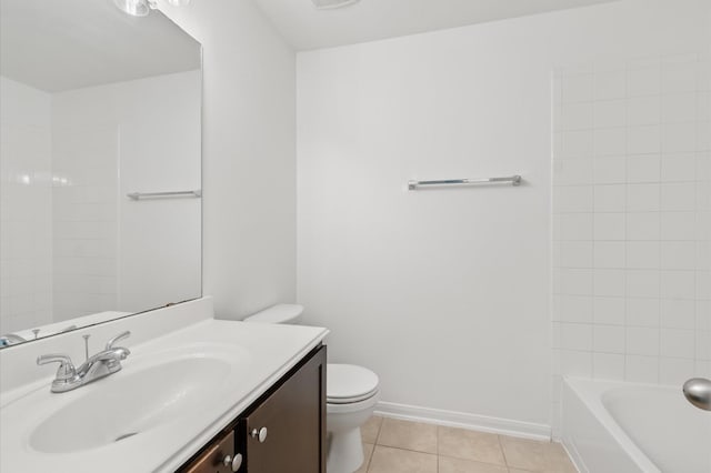 10 Garden Ridge Ct, Manvel, TX 77578 - full bathroom with toilet, vanity, tile patterned flooring, baseboards, and shower / bath combination