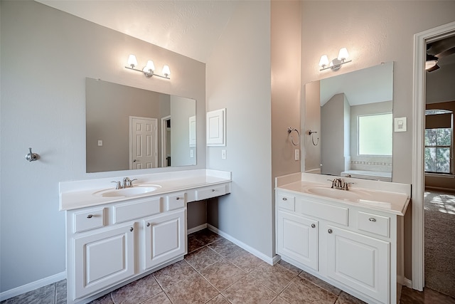 bathroom with vanity and tile patterned floors