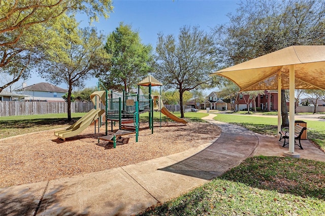 view of play area featuring a yard