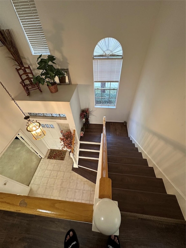 staircase with baseboards