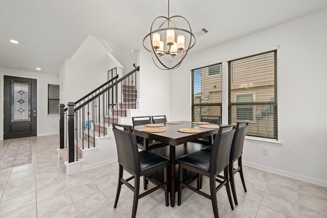 dining room featuring an inviting chandelier