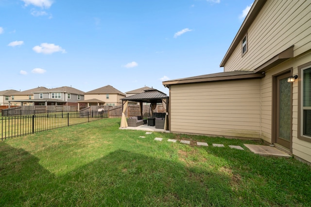 view of yard featuring a gazebo and a patio