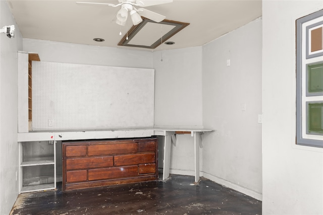 interior space featuring ceiling fan