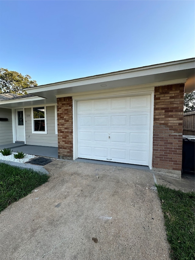 view of garage