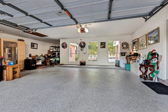 garage with a garage door opener