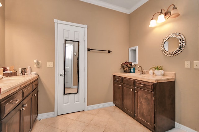 bathroom with vanity and tile patterned floors