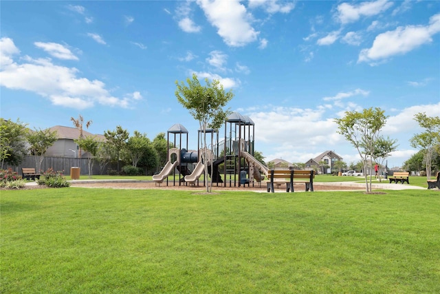 view of play area with a lawn