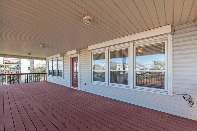 wooden deck featuring a porch