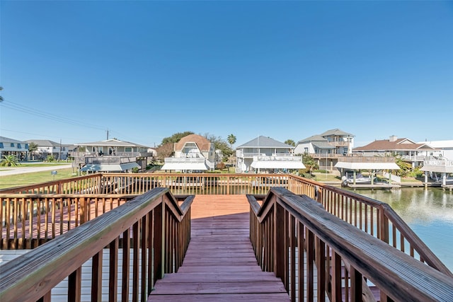 view of dock featuring a water view