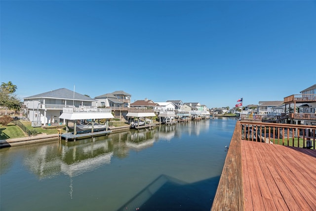 dock area featuring a water view