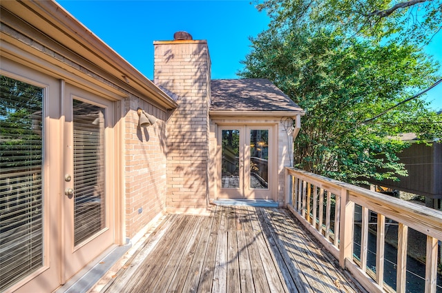 wooden terrace with french doors