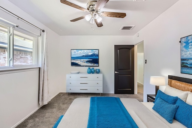 unfurnished bedroom with carpet floors and ceiling fan