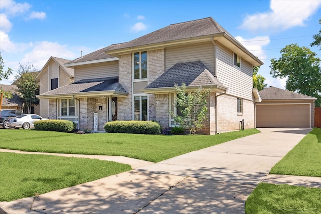 view of front property featuring a garage and a front yard