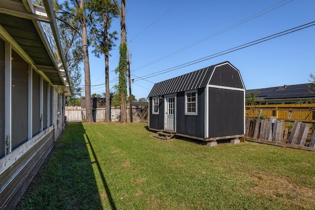 view of yard with a shed