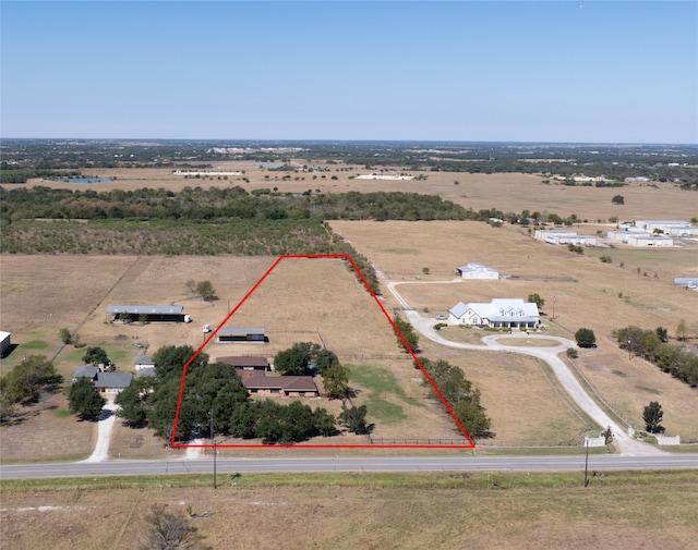 aerial view featuring a rural view