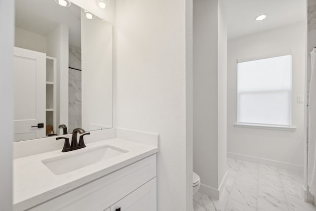 bathroom with toilet and vanity