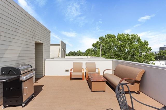 view of patio with a grill and an outdoor living space